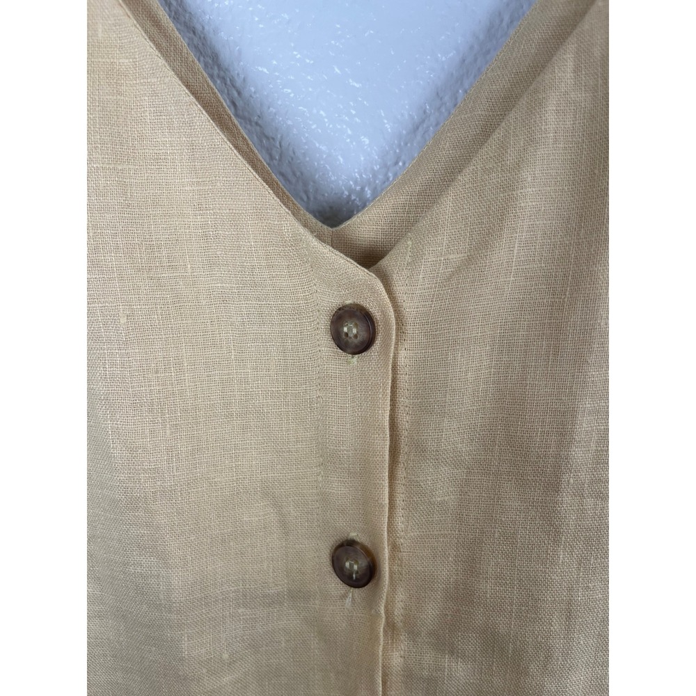 Reformation Mahalo Dress Midi Button Front Linen Blend Yellow Extra Small - Picture 3 of 8